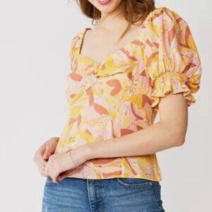 Nine West Womens Twist Front Puff Sleeve Top Size XL